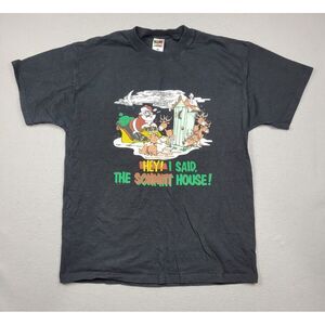 Funny Christmas Shirt Men's Medium Graphic Tee Santa Reindeer Vintage